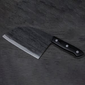 professional 7 inches high carbon steel serbian chef knife heavy duty butcher knives black high carbon steel meat cutting kitchen knife set for kitchen camping bbq gift idea men