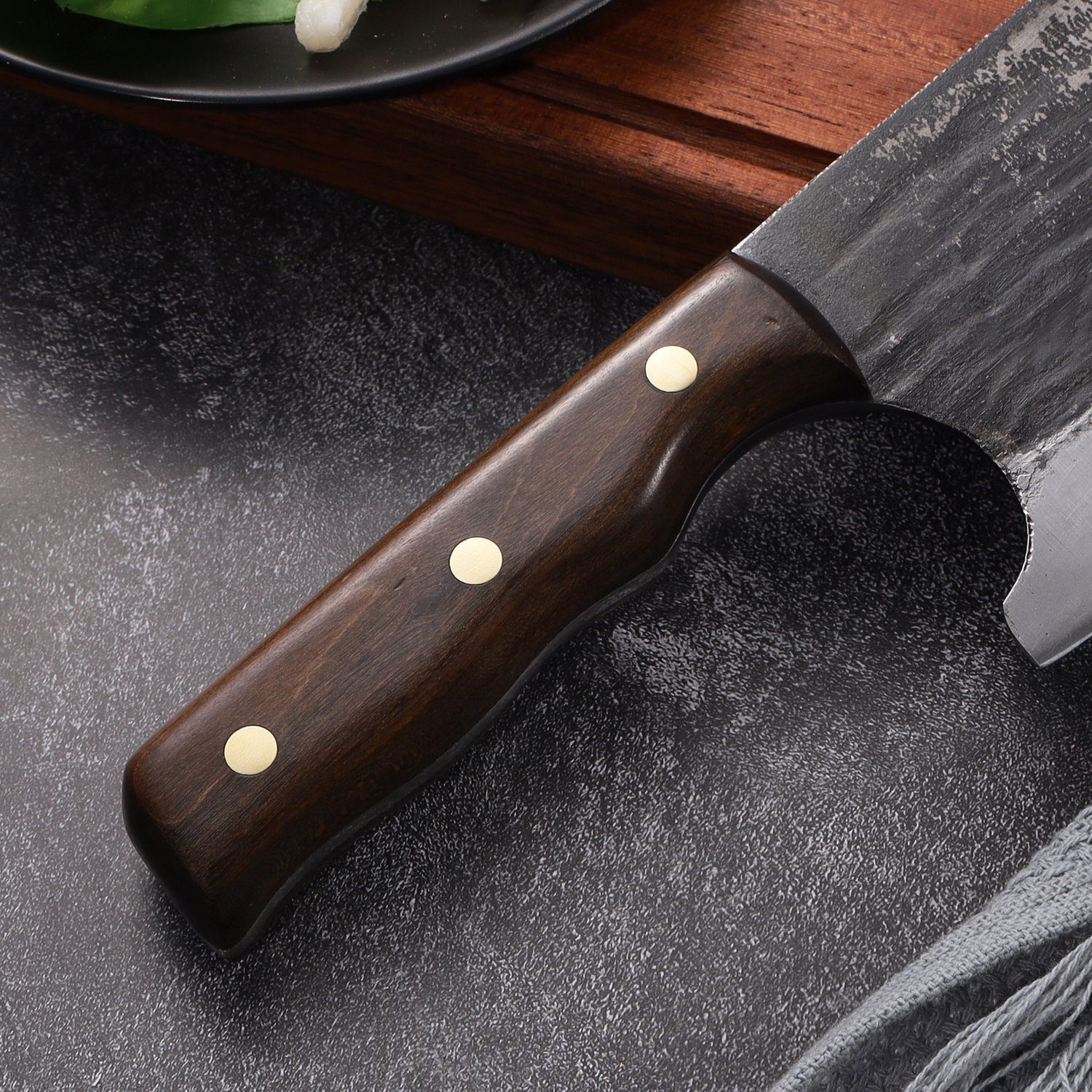 8inches kitchen knife handmade forging knives japan high carbon steel meat buther for kitchen, camping, bbq