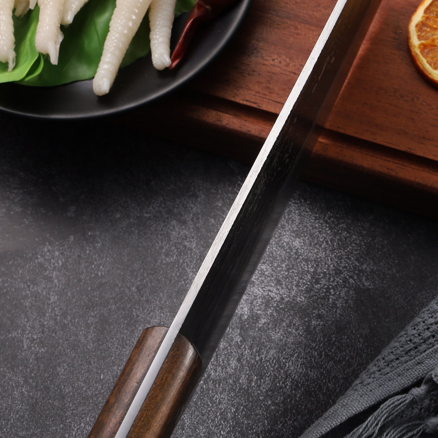 8inches kitchen knife handmade forging knives japan high carbon steel meat buther for kitchen, camping, bbq