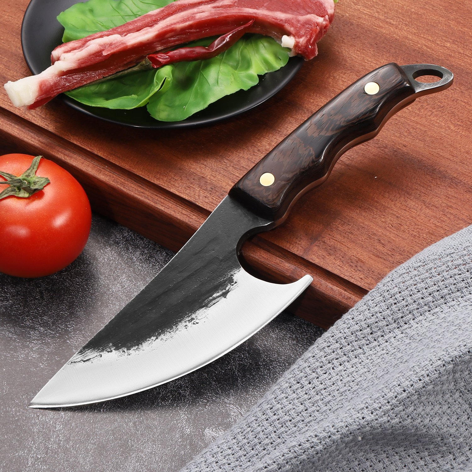 portable boning knife cleaver butcher hand forged butcher knife for steak vegetable fruit knife with sheath barbecue picnic camping outdoor kitchen knives