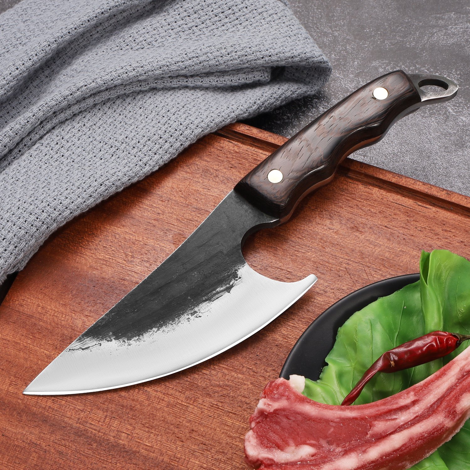 portable boning knife cleaver butcher hand forged butcher knife for steak vegetable fruit knife with sheath barbecue picnic camping outdoor kitchen knives