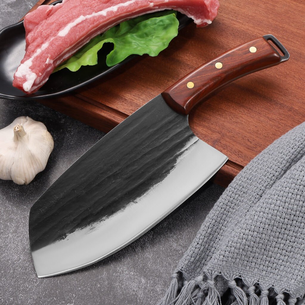 meat cleaver knife, handmade slicing labor saving handle meat cleaver forged chinese kitchen chef vegetable knife