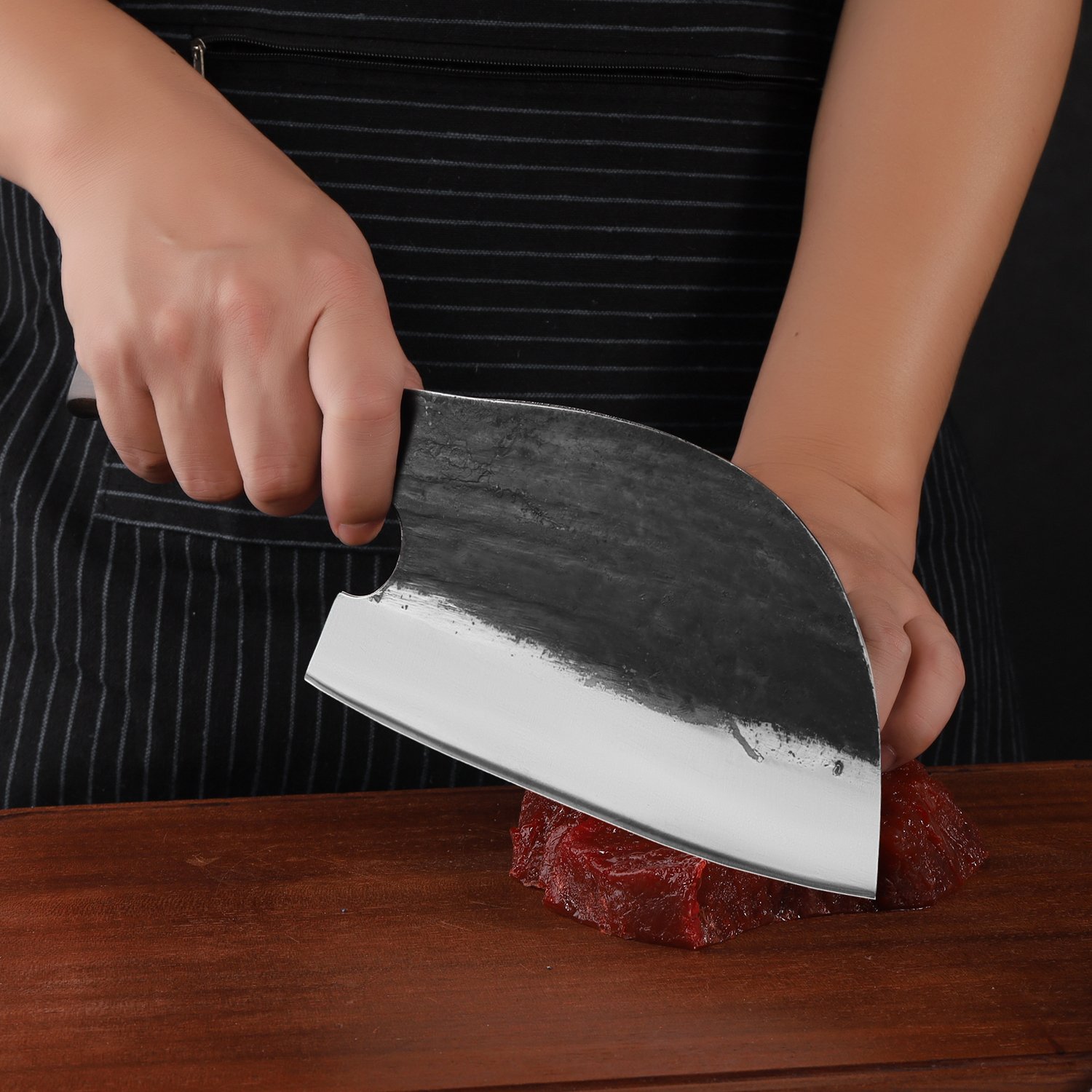 8 inch professional cleaver knife high carbon knives ultra sharp butcher knife with ergonomic handle for home kitchen and restaurant.