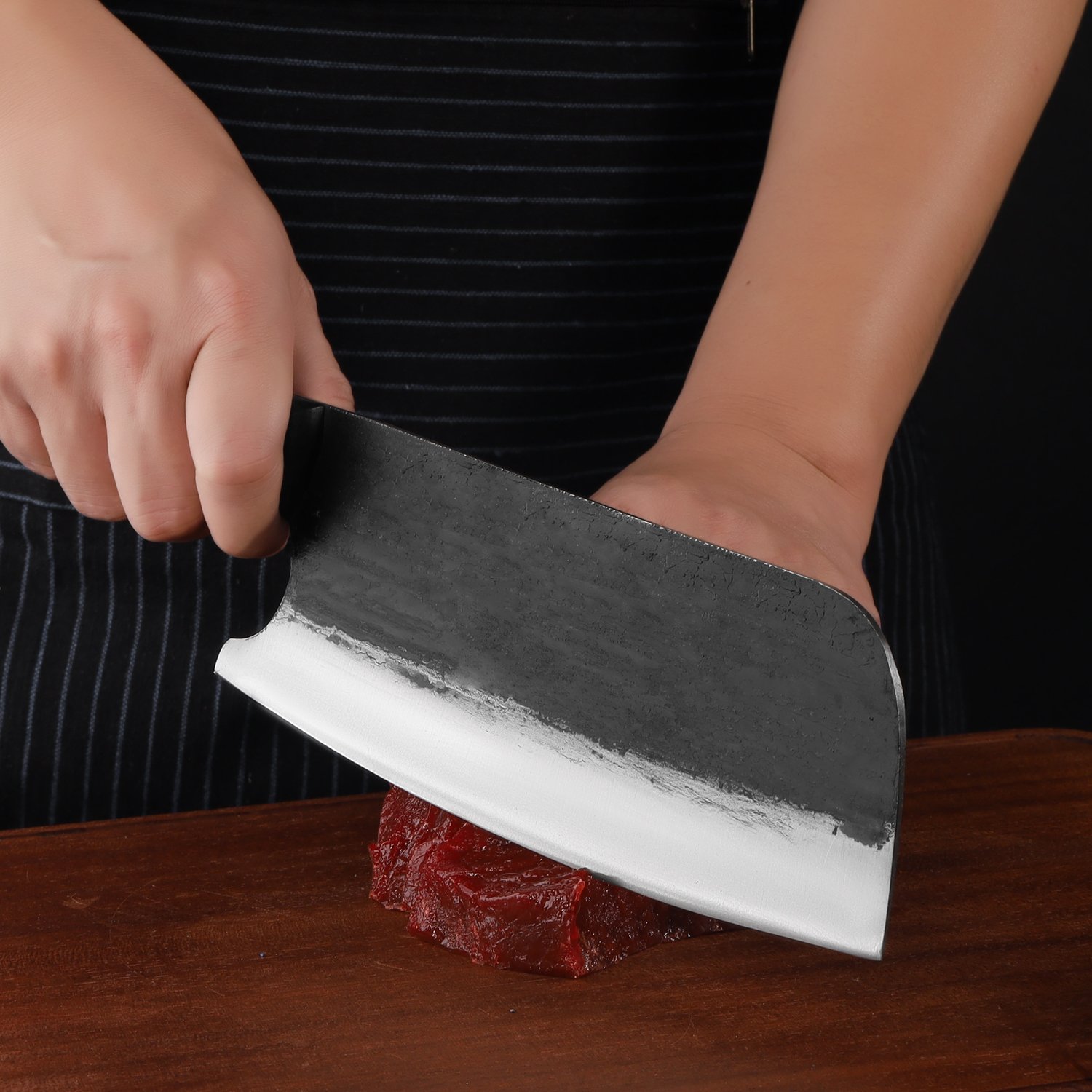 8inches kitchen knife handmade forging knives japan high carbon steel meat buther for kitchen, camping, bbq